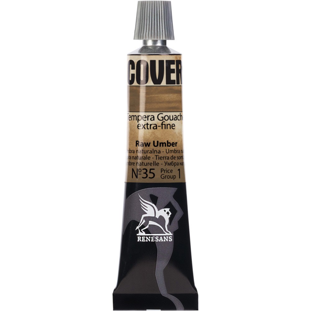 Tempera Gouache Cover - Renesans - 35, Raw Umber, 20 ml