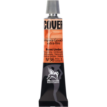 Tempera Gouache Cover - Renesans - 36, Burnt Umber, 20 ml