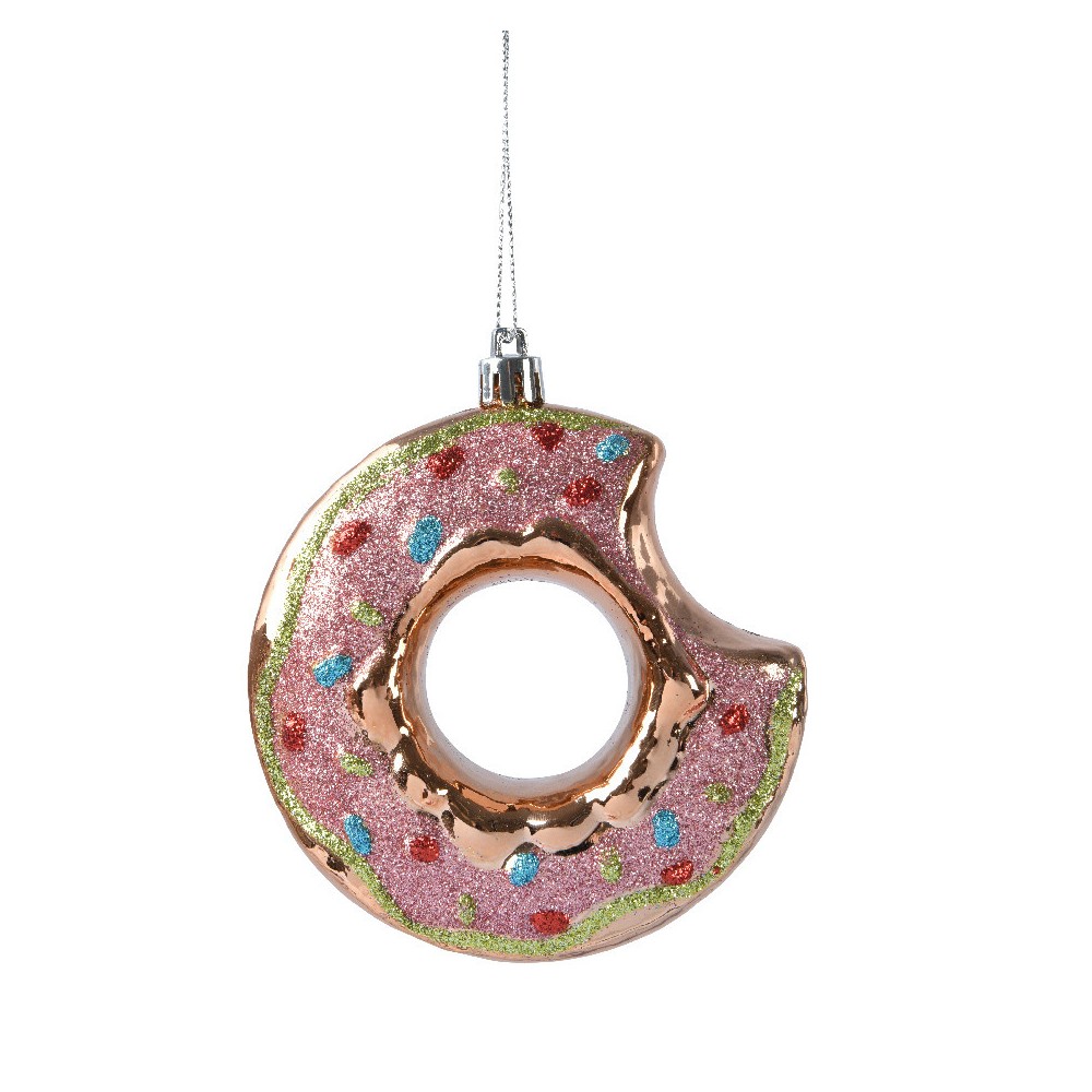 Zawieszka choinkowa nietłukąca Donut - różowy, 10,2 x 10,8 cm