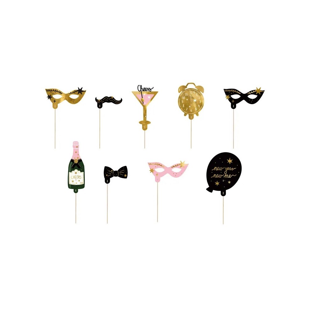 Party photo props New Year - 9 pcs.