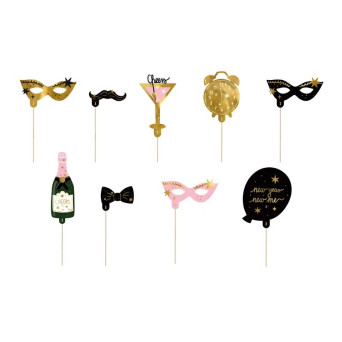 Party photo props New Year - 9 pcs.