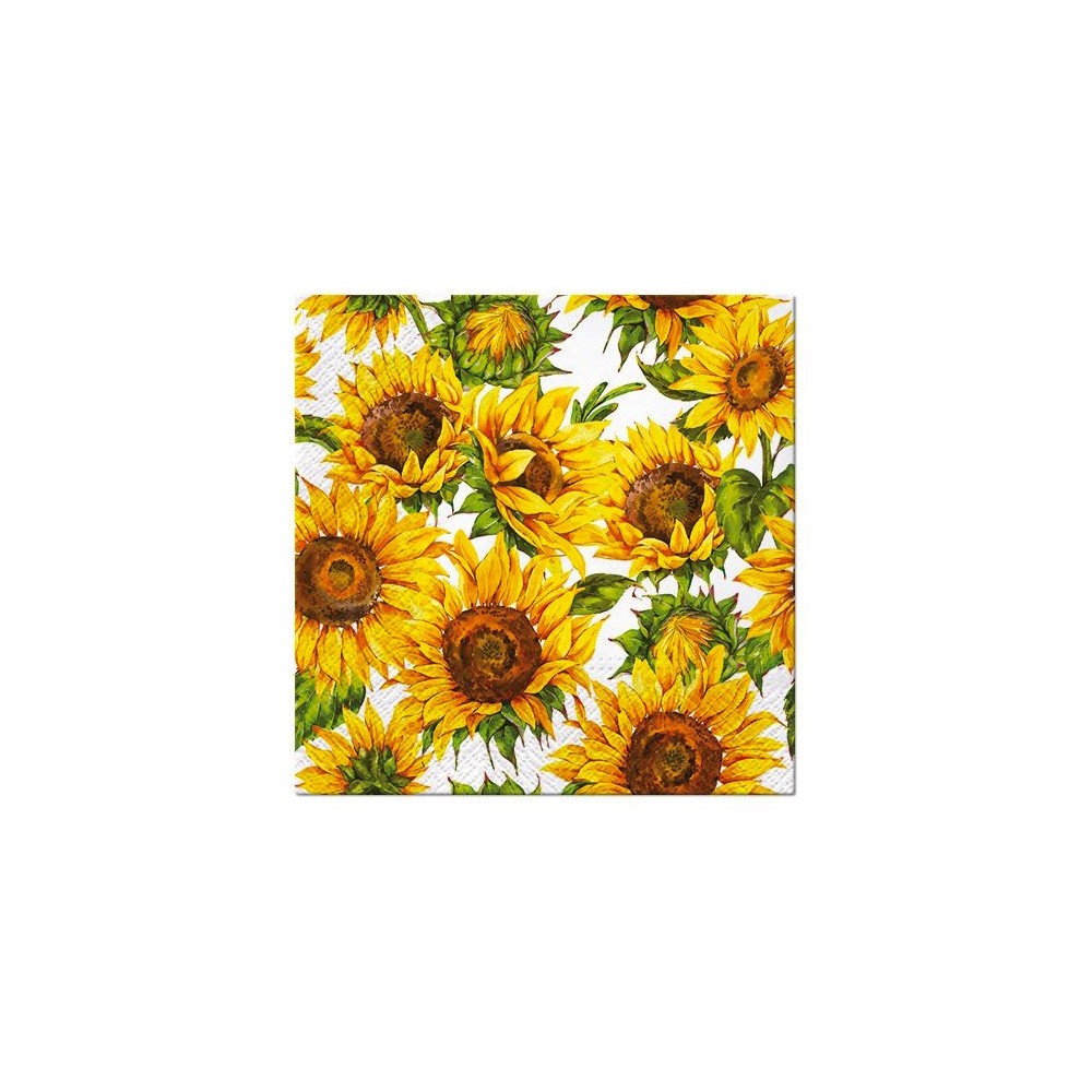 Decorative napkins - Paw - Dancing Sunflowers, 20 pcs.