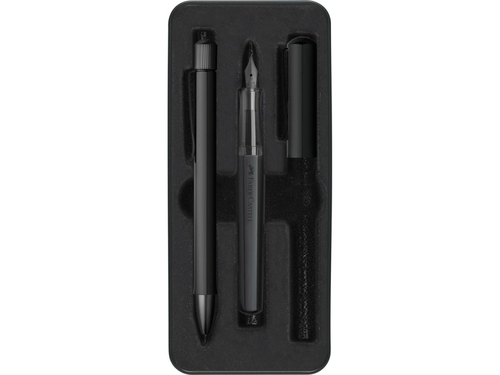 Zestaw prezentowy Hexo pióro wieczne i długopis - Faber-Castell - Matt Black
