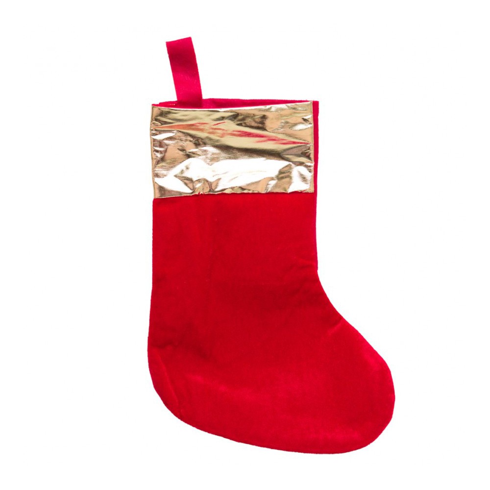 Christmas gift sock - red and gold, 18 x 38 cm