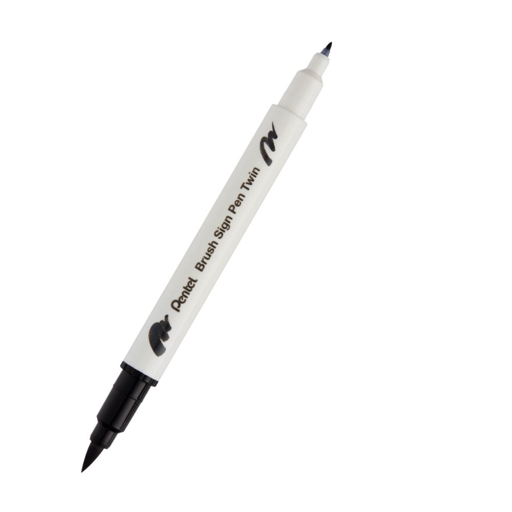 Dwustronny pisak pędzelkowy Brush Sign Pen Twin - Pentel - czarny