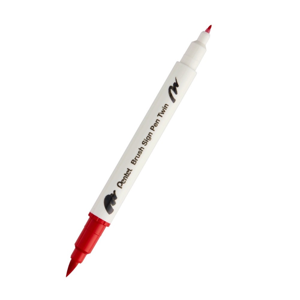 Double-sided marker Brush Sign Pen Twin - Pentel - red