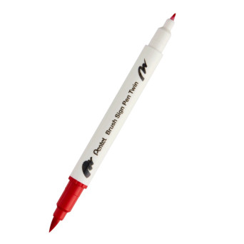 Dwustronny pisak pędzelkowy Brush Sign Pen Twin - Pentel - czerwony