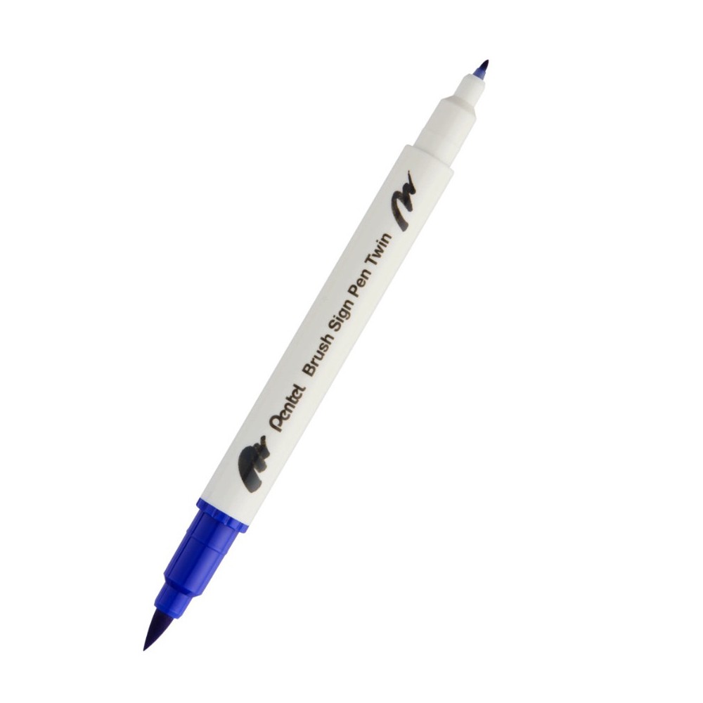 Dwustronny pisak pędzelkowy Brush Sign Pen Twin - Pentel - niebieski