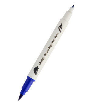 Double-sided marker Brush Sign Pen Twin - Pentel - blue