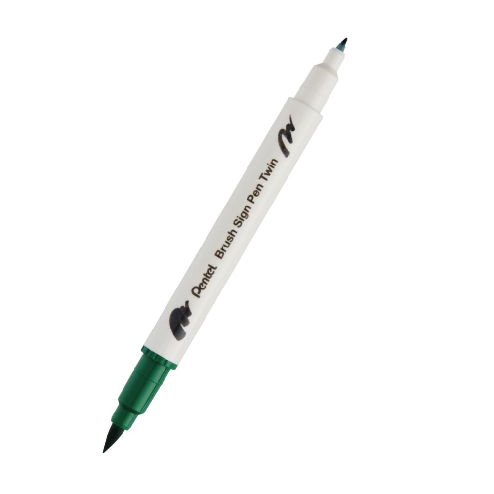 Dwustronny pisak pędzelkowy Brush Sign Pen Twin - Pentel - zielony