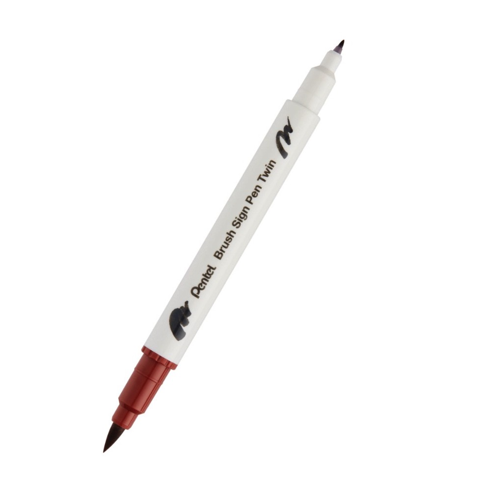 Dwustronny pisak pędzelkowy Brush Sign Pen Twin - Pentel - brązowy