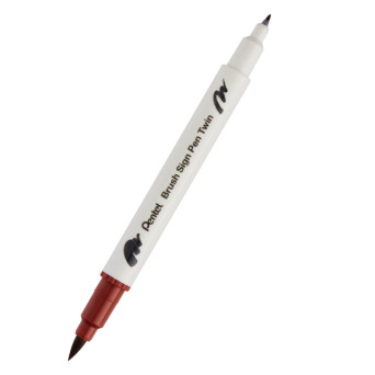Double-sided marker Brush Sign Pen Twin - Pentel - brown