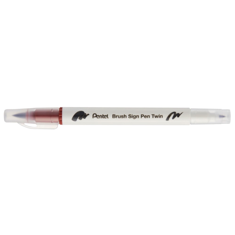 Dwustronny pisak pędzelkowy Brush Sign Pen Twin - Pentel - brązowy