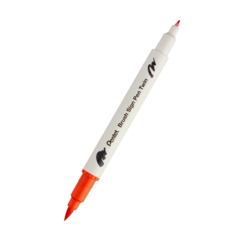 Dwustronny pisak pędzelkowy Brush Sign Pen Twin - Pentel - pomarańczowy