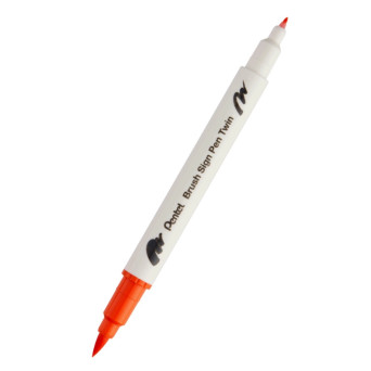 Double-sided marker Brush Sign Pen Twin - Pentel - orange