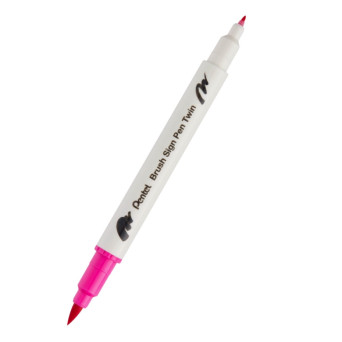 Dwustronny pisak pędzelkowy Brush Sign Pen Twin - Pentel - różowy