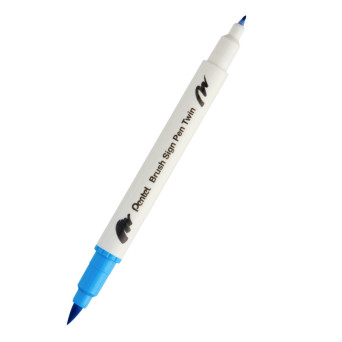 Double-sided marker Brush Sign Pen Twin - Pentel - light blue