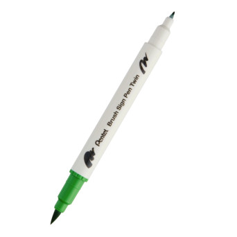 Dwustronny pisak pędzelkowy Brush Sign Pen Twin - Pentel - jasnozielony