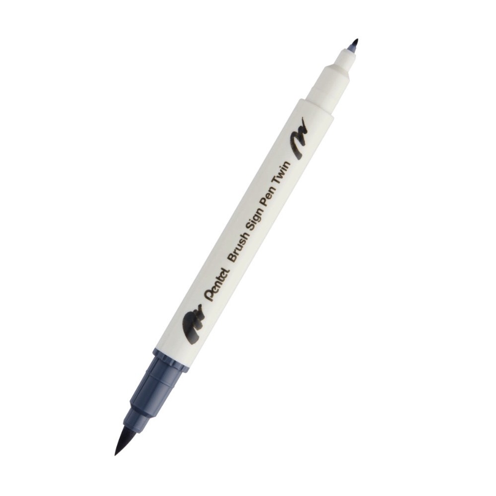 Dwustronny pisak pędzelkowy Brush Sign Pen Twin - Pentel - jasnoszary