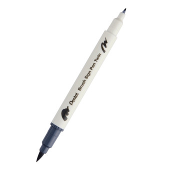 Dwustronny pisak pędzelkowy Brush Sign Pen Twin - Pentel - jasnoszary