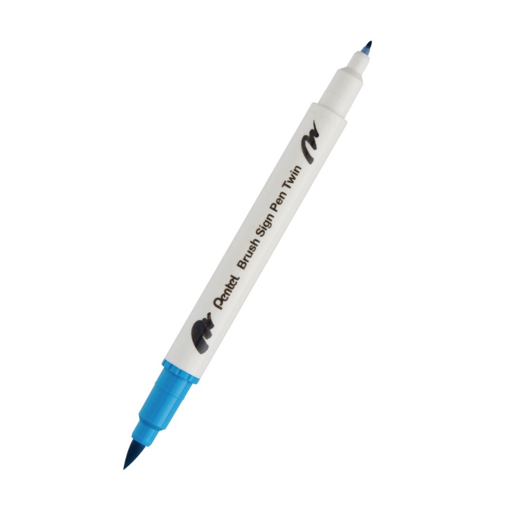 Dwustronny pisak pędzelkowy Brush Sign Pen Twin - Pentel - turkusowy