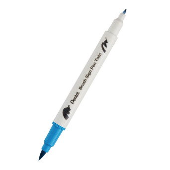 Dwustronny pisak pędzelkowy Brush Sign Pen Twin - Pentel - turkusowy