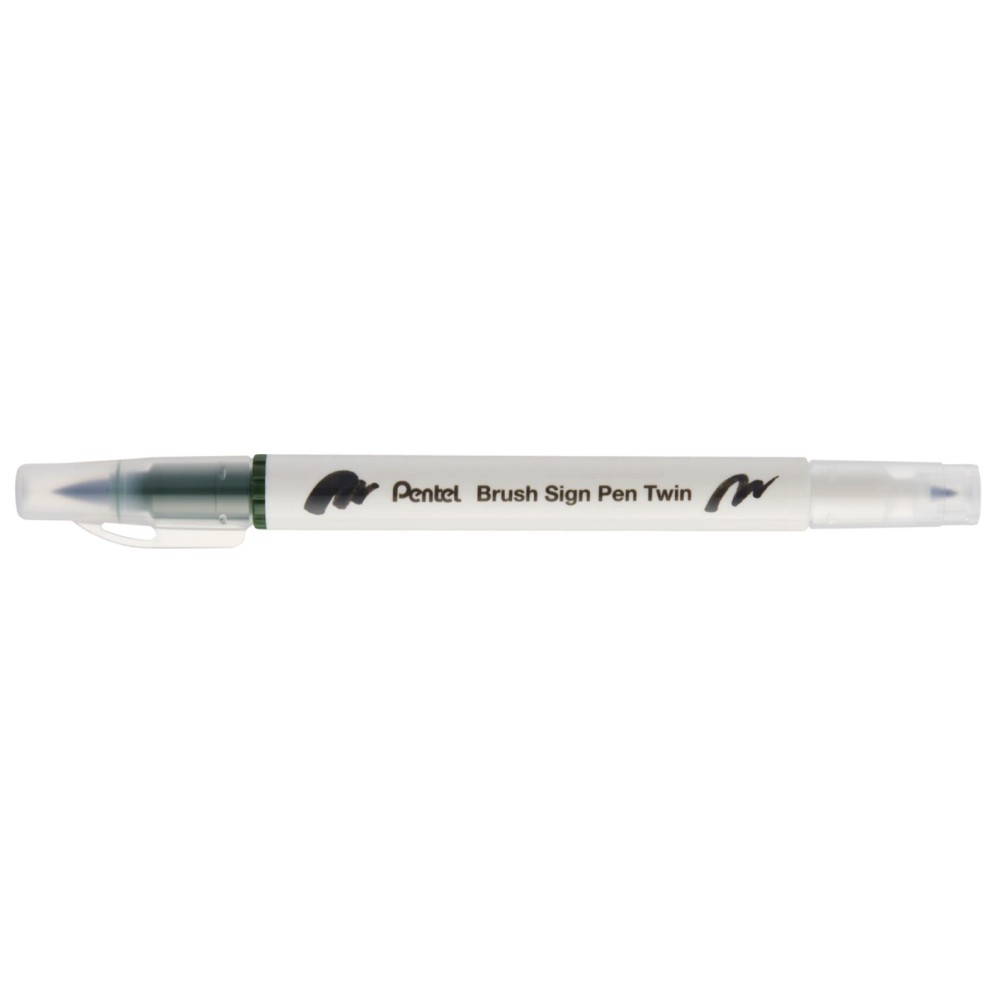 Dwustronny pisak pędzelkowy Brush Sign Pen Twin - Pentel - oliwkowy