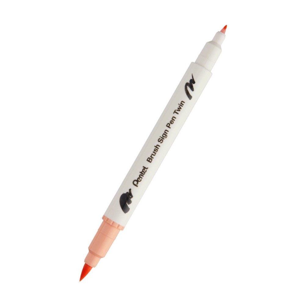 Dwustronny pisak pędzelkowy Brush Sign Pen Twin - Pentel - jasnopomarańczowy