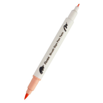 Dwustronny pisak pędzelkowy Brush Sign Pen Twin - Pentel - jasnopomarańczowy