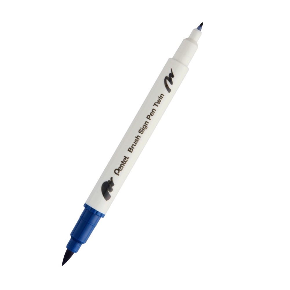 Dwustronny pisak pędzelkowy Brush Sign Pen Twin - Pentel - stalowoniebieski