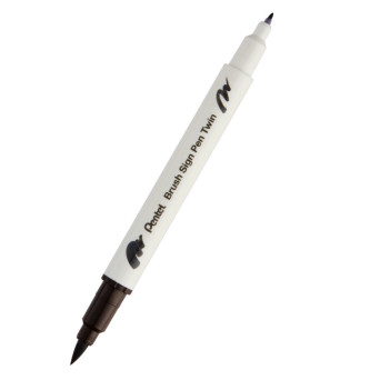 Double-sided marker Brush Sign Pen Twin - Pentel - dark brown