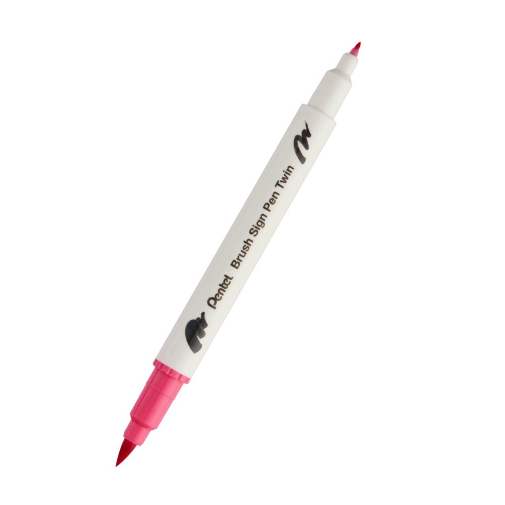 Dwustronny pisak pędzelkowy Brush Sign Pen Twin - Pentel - karminowy