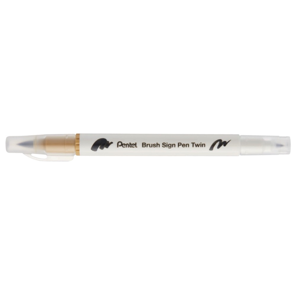 Dwustronny pisak pędzelkowy Brush Sign Pen Twin - Pentel - beżowy