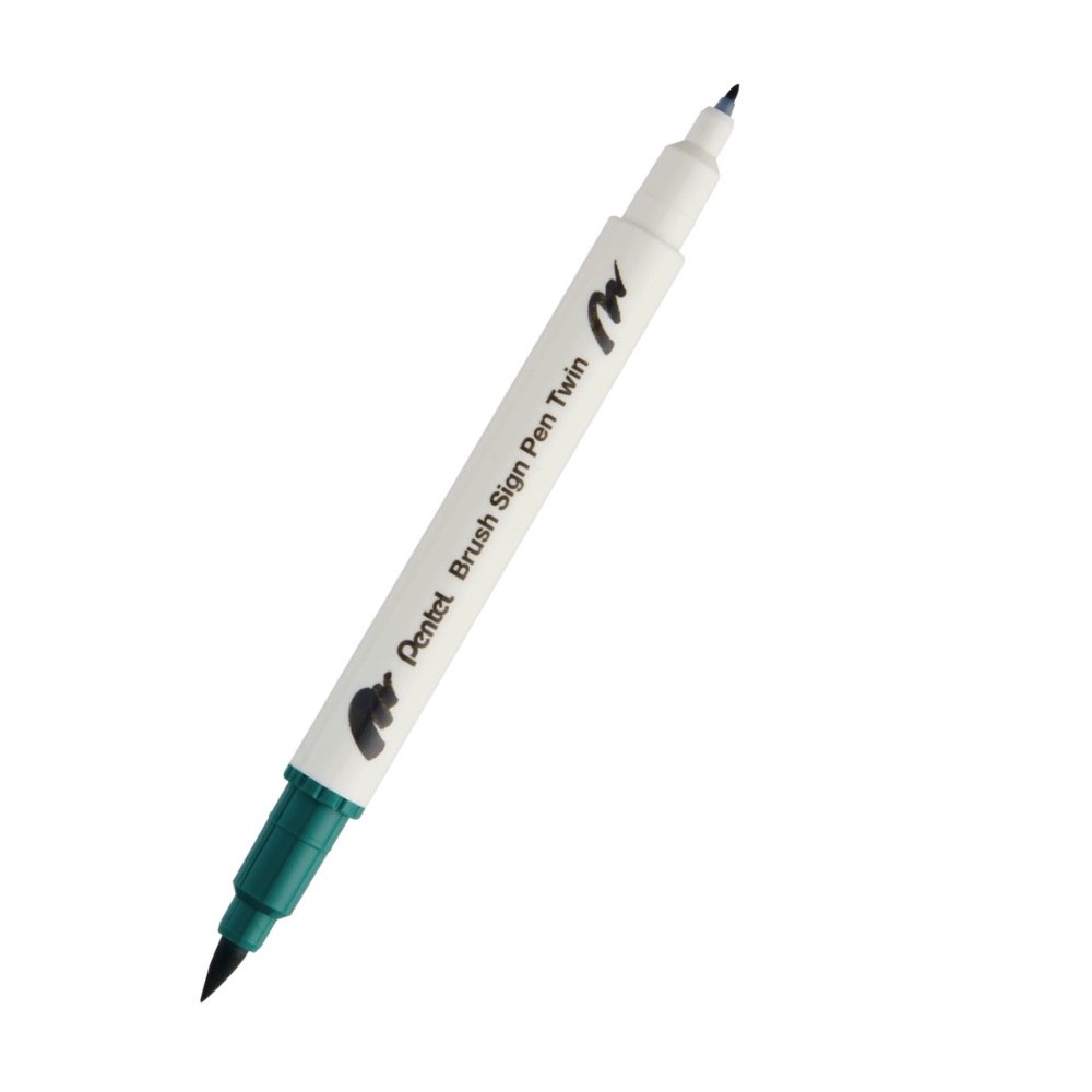 Double-sided marker Brush Sign Pen Twin - Pentel - dark green