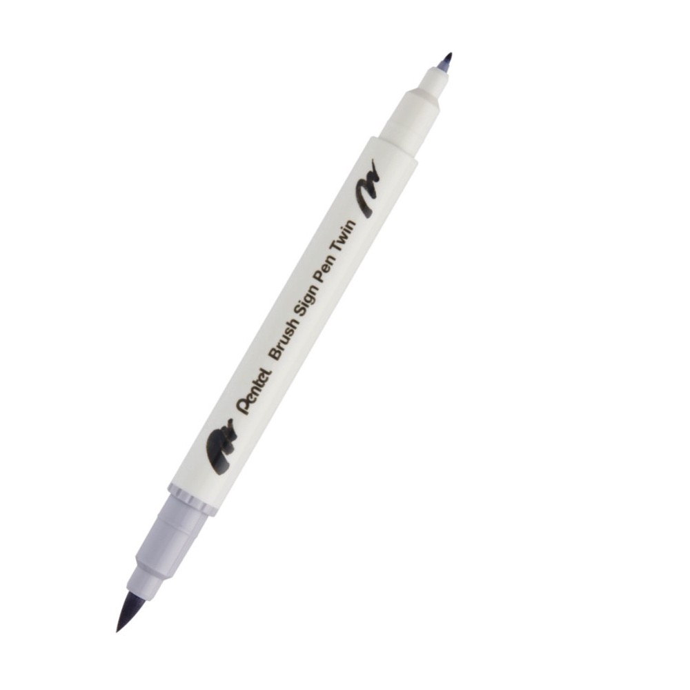 Double-sided marker Brush Sign Pen Twin - Pentel - silver grey