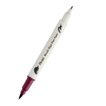 Double-sided marker Brush Sign Pen Twin - Pentel - bordeaux