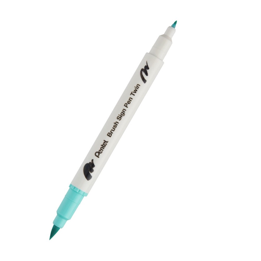 Dwustronny pisak pędzelkowy Brush Sign Pen Twin - Pentel - szmaragdowy