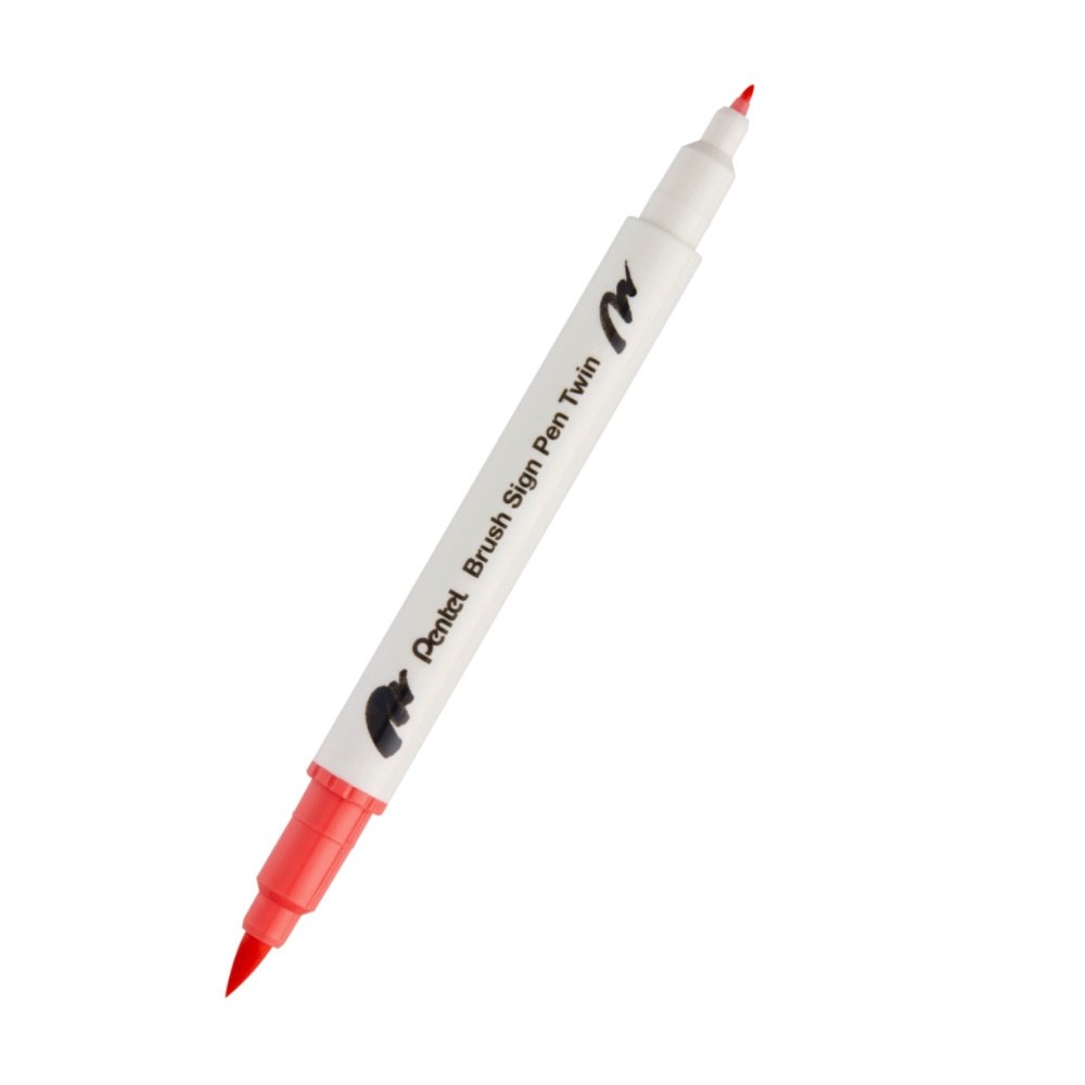 Dwustronny pisak pędzelkowy Brush Sign Pen Twin - Pentel - koralowy róż