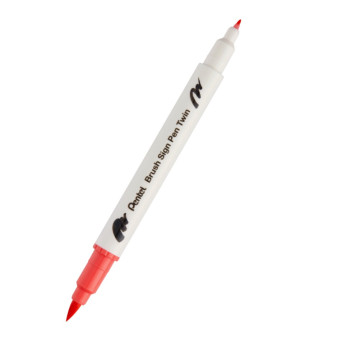 Dwustronny pisak pędzelkowy Brush Sign Pen Twin - Pentel - koralowy róż