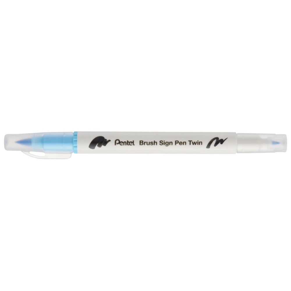 Dwustronny pisak pędzelkowy Brush Sign Pen Twin - Pentel - jasny błękit