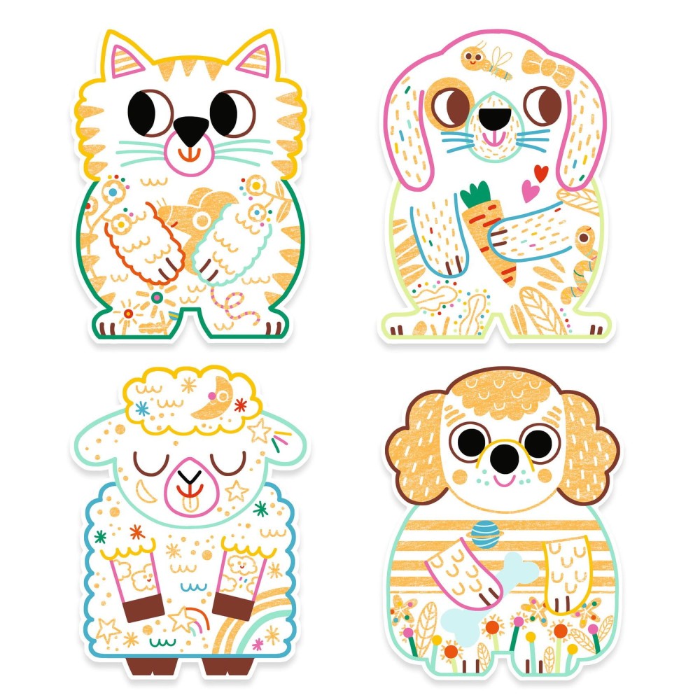 Set of coloring sheets Household Animals - Djeco - 12 pcs.