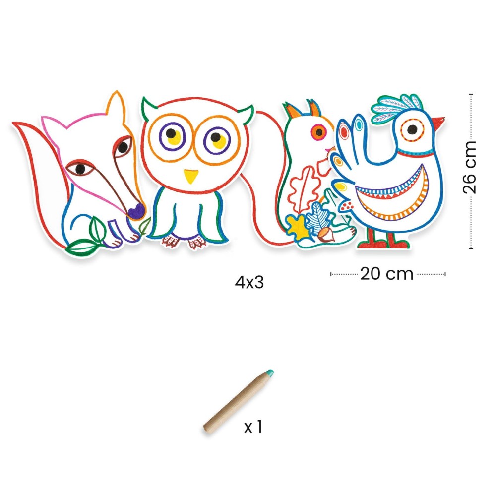 Set of coloring sheets Forest Animals - Djeco - 12 pcs.