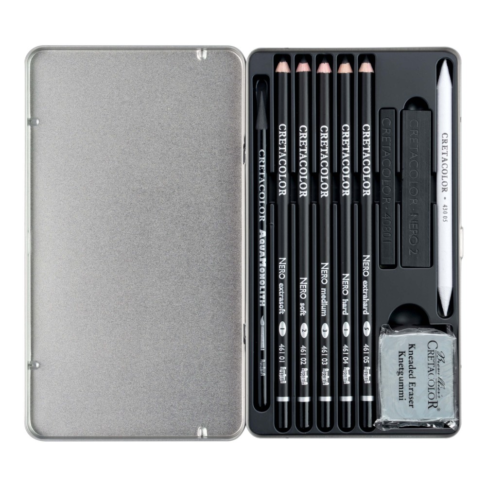 Deep Black Drawing Set - Cretacolor - 10 pcs.