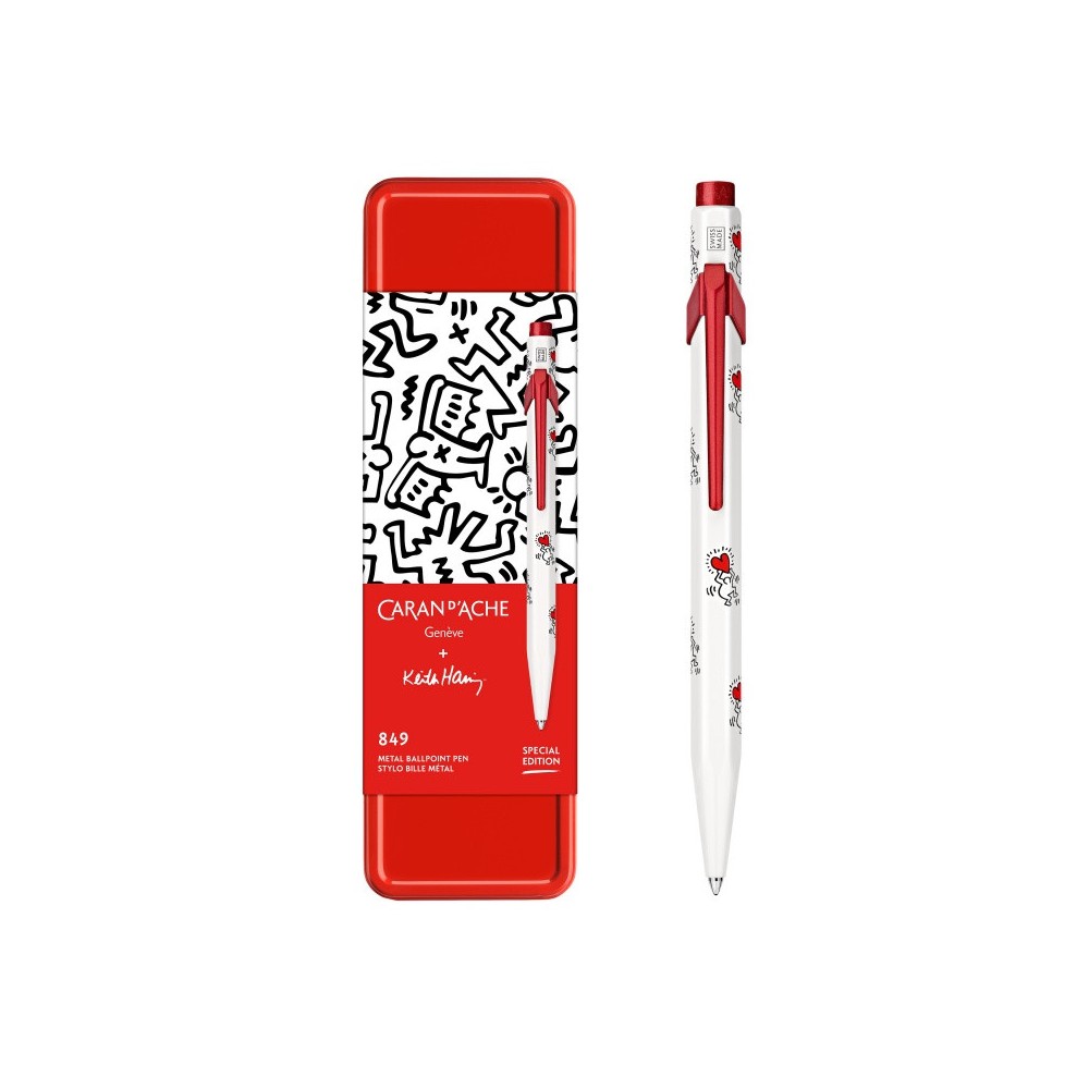 Długopis 849 Keith Haring z etui - Caran d'Ache - White & Red