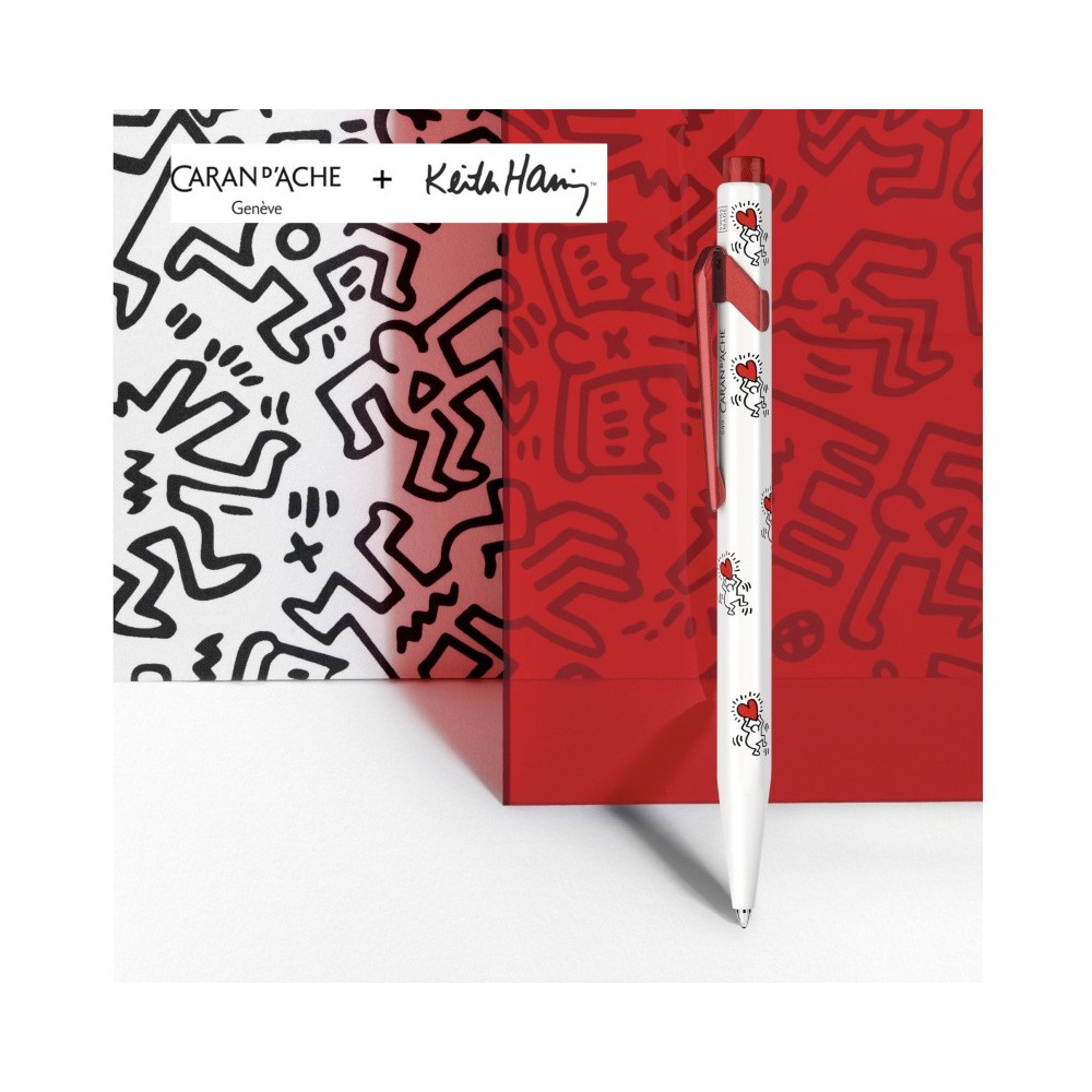 Długopis 849 Keith Haring z etui - Caran d'Ache - White & Red