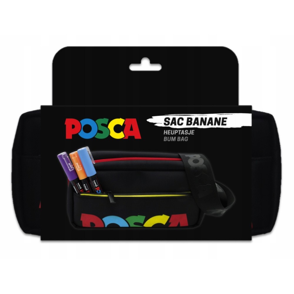 Saszetka materiałowa na markery Posca z paskiem - Uni - czarna