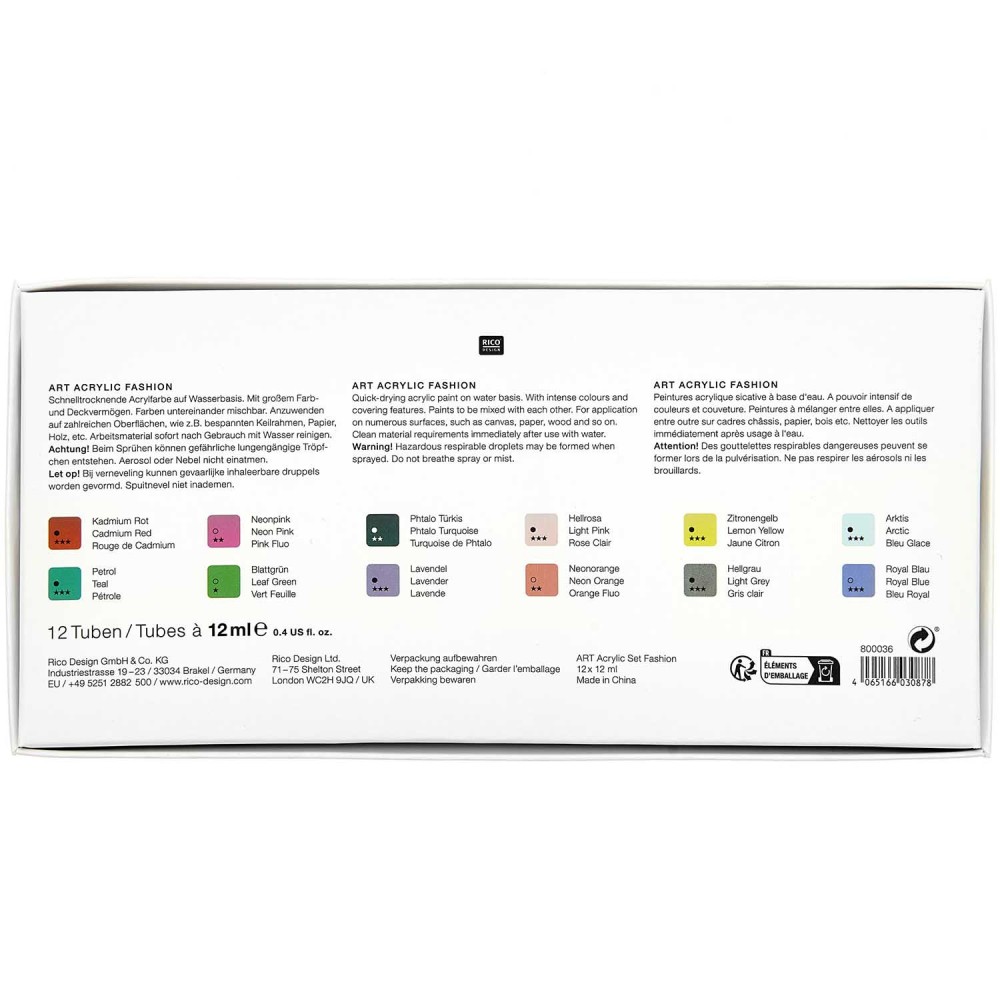 Set of acrylic paints ART Fashion - Rico Design - 12 x 12 ml