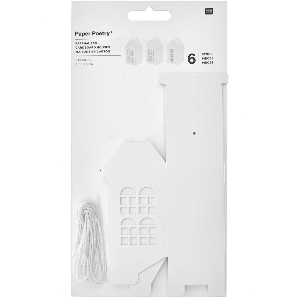 Zestaw papierowych domków - Rico Design - białe, 6 szt.