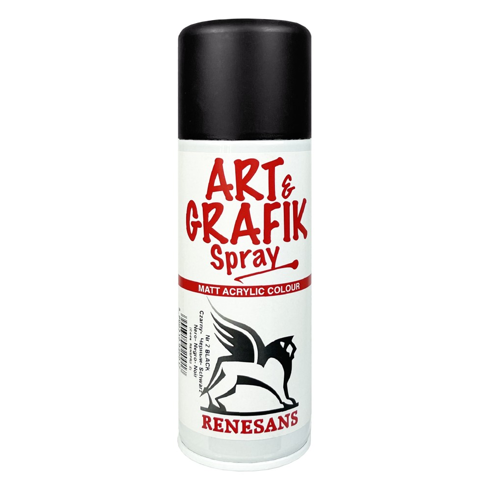 Farba akrylowa w sprayu - Renesans - czarna, 200 ml