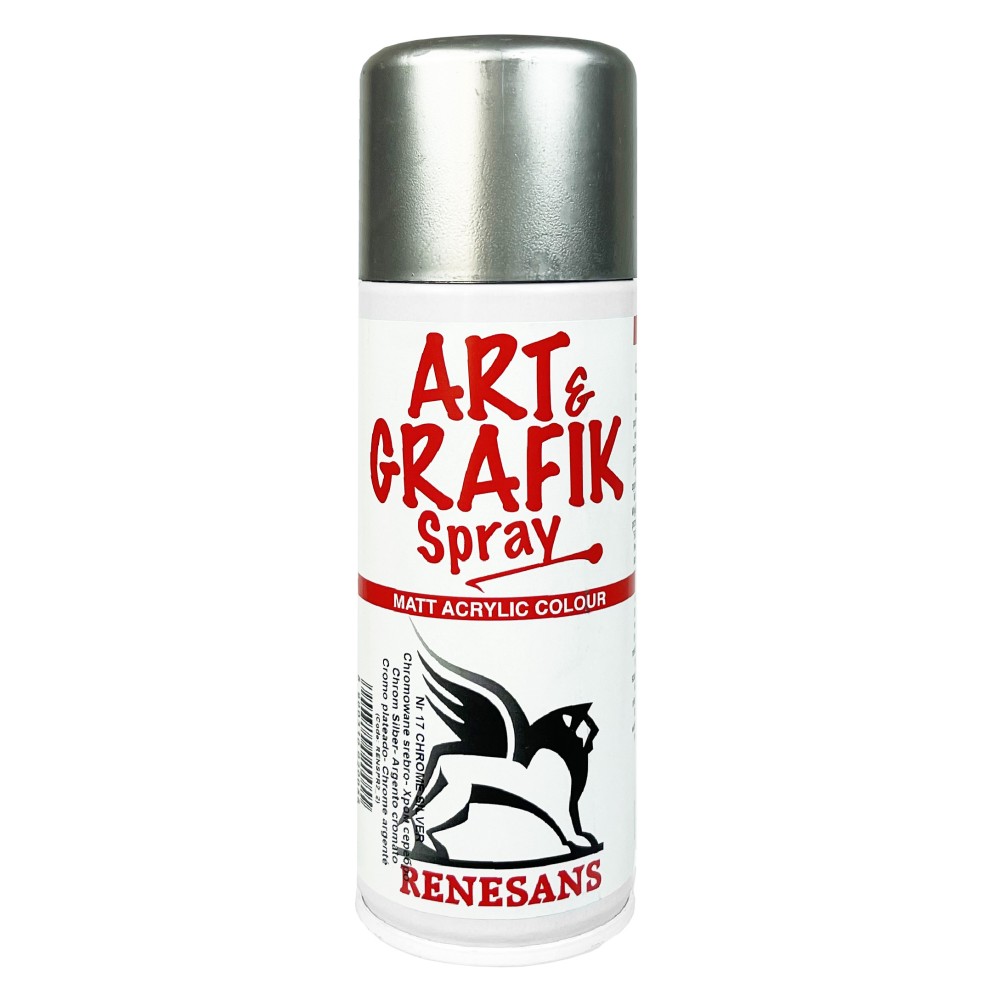 Acrylic metallic spray paint - Renesans - chrome silver, 200 ml
